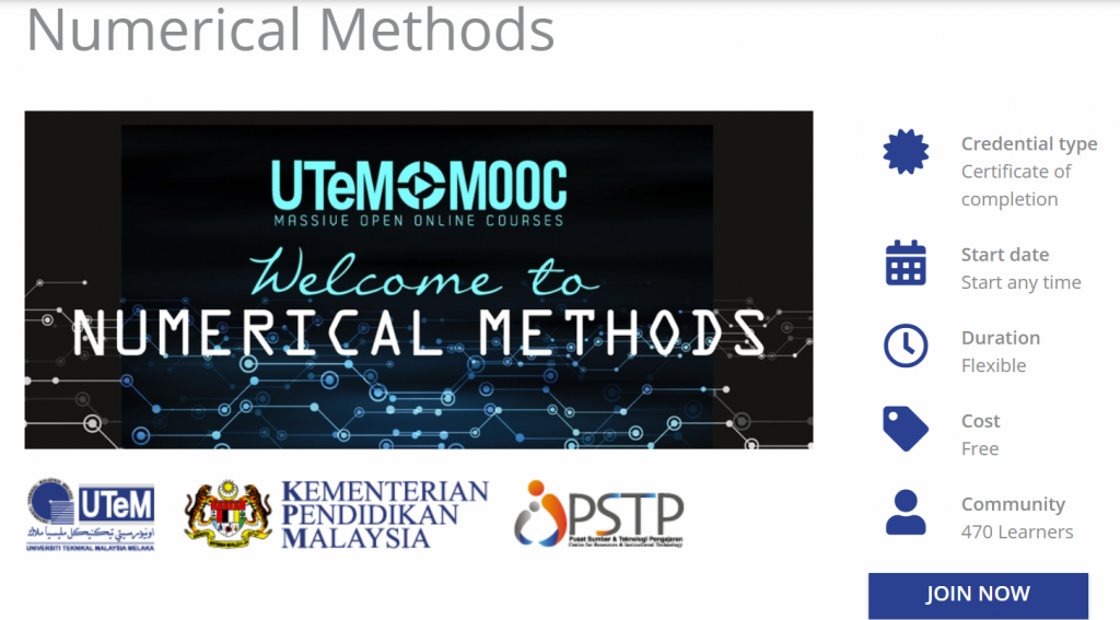 MOOC of Numerical Methods